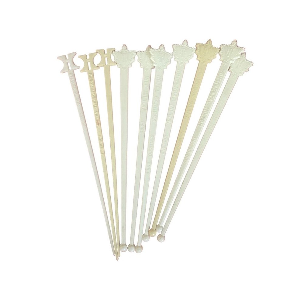 Hilton‎ Hotel Vintage Lot Of 10 Various Swizzle Sticks